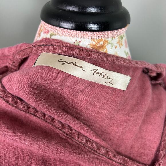 Cynthia Ashby Mauve Pink Tank Top Blouse Sleeveless Tunic Natural Fibers Linen - Picture 5 of 5